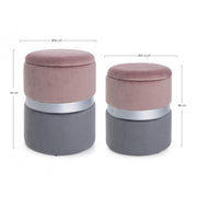 Ensemble de deux poufs ouvrants modernes gris rose gris