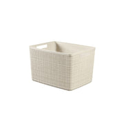 Grand panier élégant en jute avec finition en plastique beige