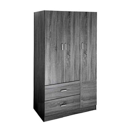 Armoire de chambre grise à trois notes avec deux tiroirs 90 x 42 x 180 h cm cm