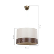 Lampe à suspension Alfina tissu blanc bande effet bois ASZ1668