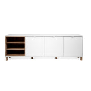 Buffet 3 portes chêne blanc 200x35xh.64.5 cm
