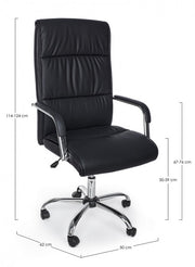 Fauteuil de bureau Queensland avec accoudoirs en éco-cuir noir