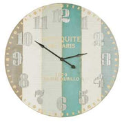 Horloge en bois blanc bleu Ø 113,5 x 6 cm
