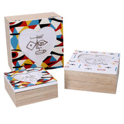Boîte en bois 1-3 carré multicolore cm18x18h9