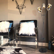 Grand lampadaire MDL3812 en fer tressé avec 3 lumières en verre