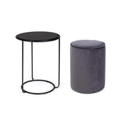 Ensemble combiné table basse-pouf moderne gris foncé Annika