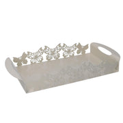 Plateau rectangulaire en métal papillon crème cm41x20h6,5