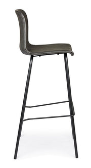 Tabouret de bar acier vintage simili cuir anthracite Kyra 39 x 44 x 103,5 cm