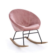 Fauteuil à bascule en velours Vieux Rose ANNIKA 74x77x h74 cm
