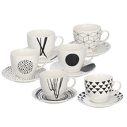 Set de 6 tasses à thé avec soucoupe coordonnée Metropolis Graphic Line Tognana