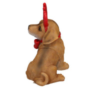 Chien en résine avec cornes et arc 17x10h17 cm