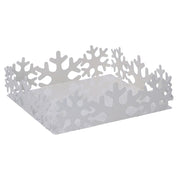 Porte-serviettes carré en métal flocon de neige blanc cm16,5x16,5h5
