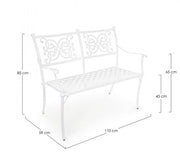 Banc Giglio blanc pour extérieur cm 110 x 59 x 85 h