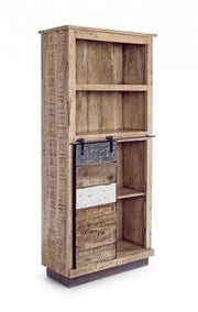 Bibliothèque 1 porte 4 étages bois Tudor 71 x 34 x 163 cm