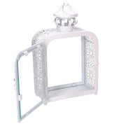 Lanterne en métal blanc 17x9h30,5 cm