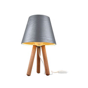Lampe à poser Pino ASZ1453 trépied en bois et abat-jour gris