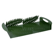 Plateau rectangulaire en métal feuille de laurier vert foncé cm41x20h6,5