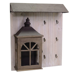 Cintre en bois avec lanterne marron cm 65 x 55,5 xh 15,5