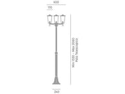 Lampadaire en aluminium moulé avec diffuseurs en verre transparent - Hauteur max 185mm - IP43 - 3 lampes de 60W rouille