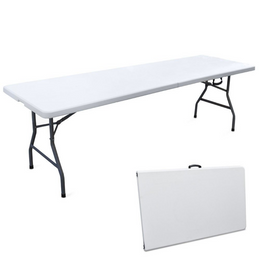 Table pliante pliante en résine blanche avec structure en fer 244X76X74 EG45065