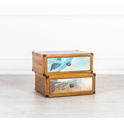 Tiroir 2 tiroirs décorés multicolores en bois de mangue 40x53xh.40 cm