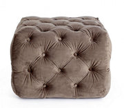 Pouf en velours gris tourterelle EVAN S 62x62x h46 cm