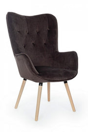Fauteuil Juliette en velours gris marmotte