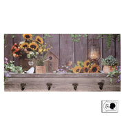 Cintre en bois 4 places avec led tournesol cm60x30x1,8