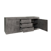 Buffet 2 portes et 3 tiroirs Ocean beton gris 210x45xh.85 cm