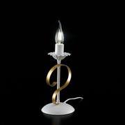 Lampe à poser en fer blanc shabby Gold une lumière 13x h25 cm