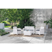 Keter Set 2 Fauteuils + Canapé + Table de Rangement ROSALIE LOUNGE blanc