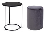 Ensemble combiné table basse-pouf moderne gris foncé Annika