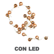 Sphère lumineuse en fil de cuivre 48 led blanc chaud alimentation fixe cm ø4x120