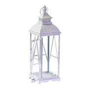 Lanterne carrée bois métal blanc 1-3 cm22,5x22,5h75,5
