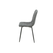 Chaise rembourrée gris foncé avec coutures en losange