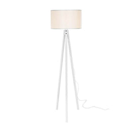 (2c) Lampadaire tripode en bois et tissu blanc RODI 36x h136 cm