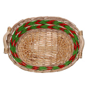 Tressage de panier en osier ovale rouge vert naturel cm55x43h13