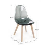 Chaise design en polycarbonate fumé Easy avec pieds en bois