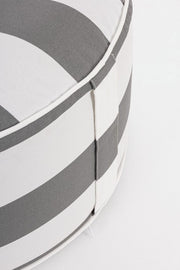 Pouf gonflable rayé blanc-gris