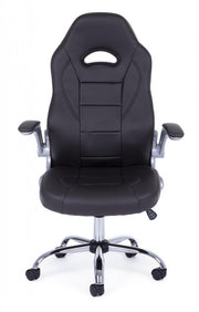 Fauteuil de bureau recouvert de cuir noir Boneville