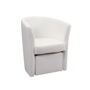 Fauteuil rembourré recouvert d'éco-cuir blanc et pouf amovible 64x63xh.76