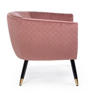 Fauteuil rembourré Caitlin recouvert de velours rose antique