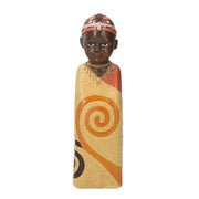Statue en céramique enfant afrique jaune cm8x8h26,5