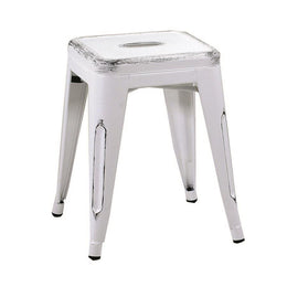 Tabouret en fer bristol blanc antique cm39x39h45
