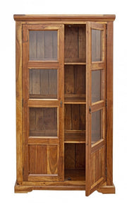Vitrine 2 portes marron en bois de style rustique