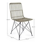 Chaise de style contemporain en acier et kubu Gris LUCILA 45x55x h85 cm