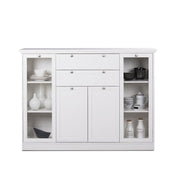 Buffet avec vitrine 4 portes 2 tiroirs blanc 160x40xh.120cm