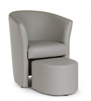 Fauteuil avec pouf gris clair en similicuir de style design