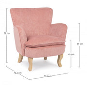 Fauteuil vintage chenille tapissé de velours rose