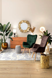 Tapis moderne en coton Bombay bleu 140x200 cm